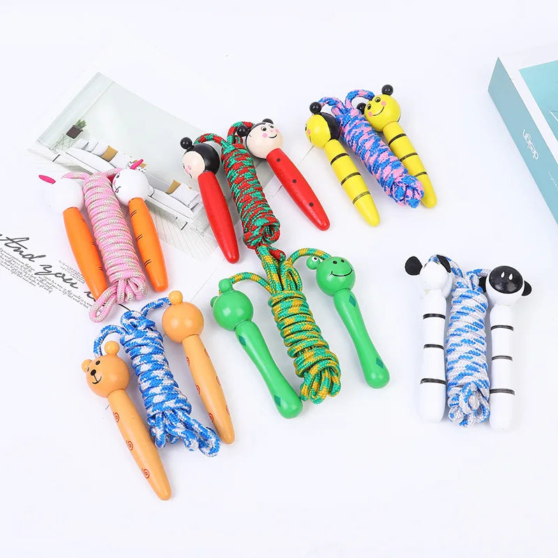 2 Pcs Kids Jump Ropes Wood Handle Sport Bodybuilding Fitness Lovely Cartoon Skipping Ropes Lose Weight Exercise Gym Equipment
