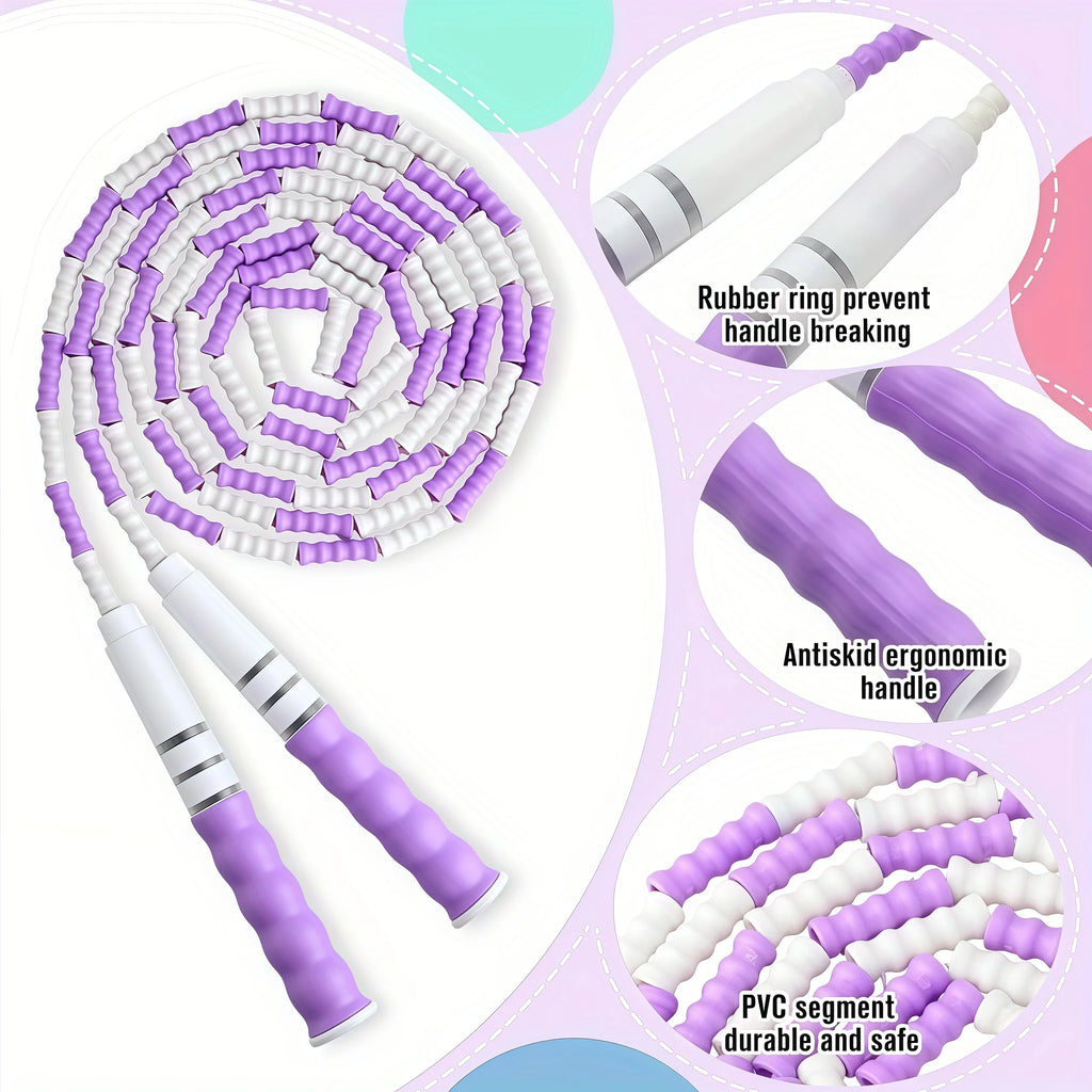 Segmented Jump Rope With Soft Bead Handles Tangle-Free Design For School Sports Kids Home Fitness Training Equipment