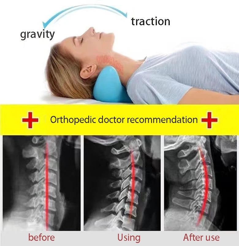 Neck Shoulder Stretcher Relaxer Cervical Chiropractic Traction Device Massage Pillow for Pain Relief Cervical Spine Alignment