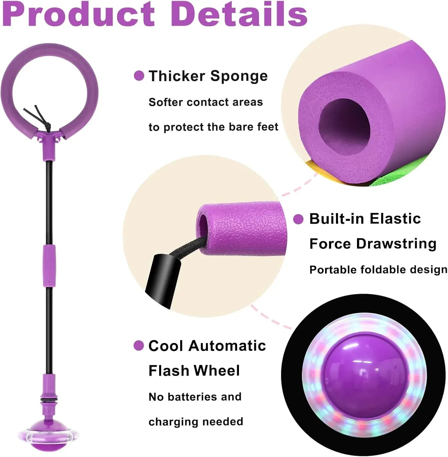 Flash Jumping Rope Ball Kids One Foot Outdoor Fun Sports Children Jumping Force Reaction Training Swing Ball Child-parent Games