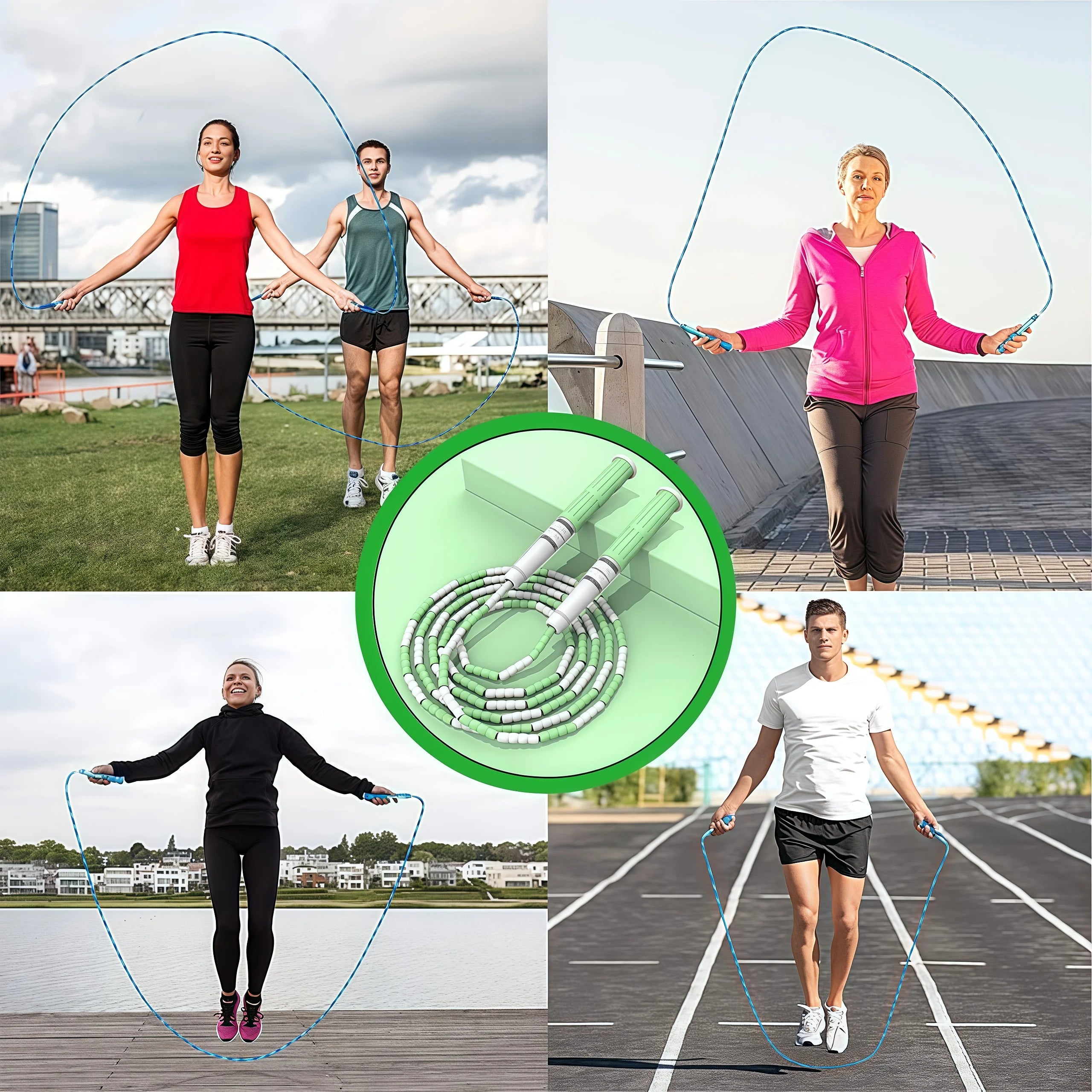 Segmented Jump Rope With Soft Bead Handles Tangle-Free Design For School Sports Kids Home Fitness Training Equipment