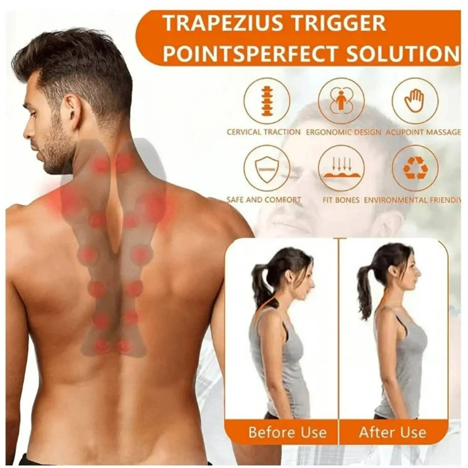 Cervical Traction Device Neck Stretcher Massager for Neck Shoulder Stretcher Trigger Point Massager Tool Neck Support Device